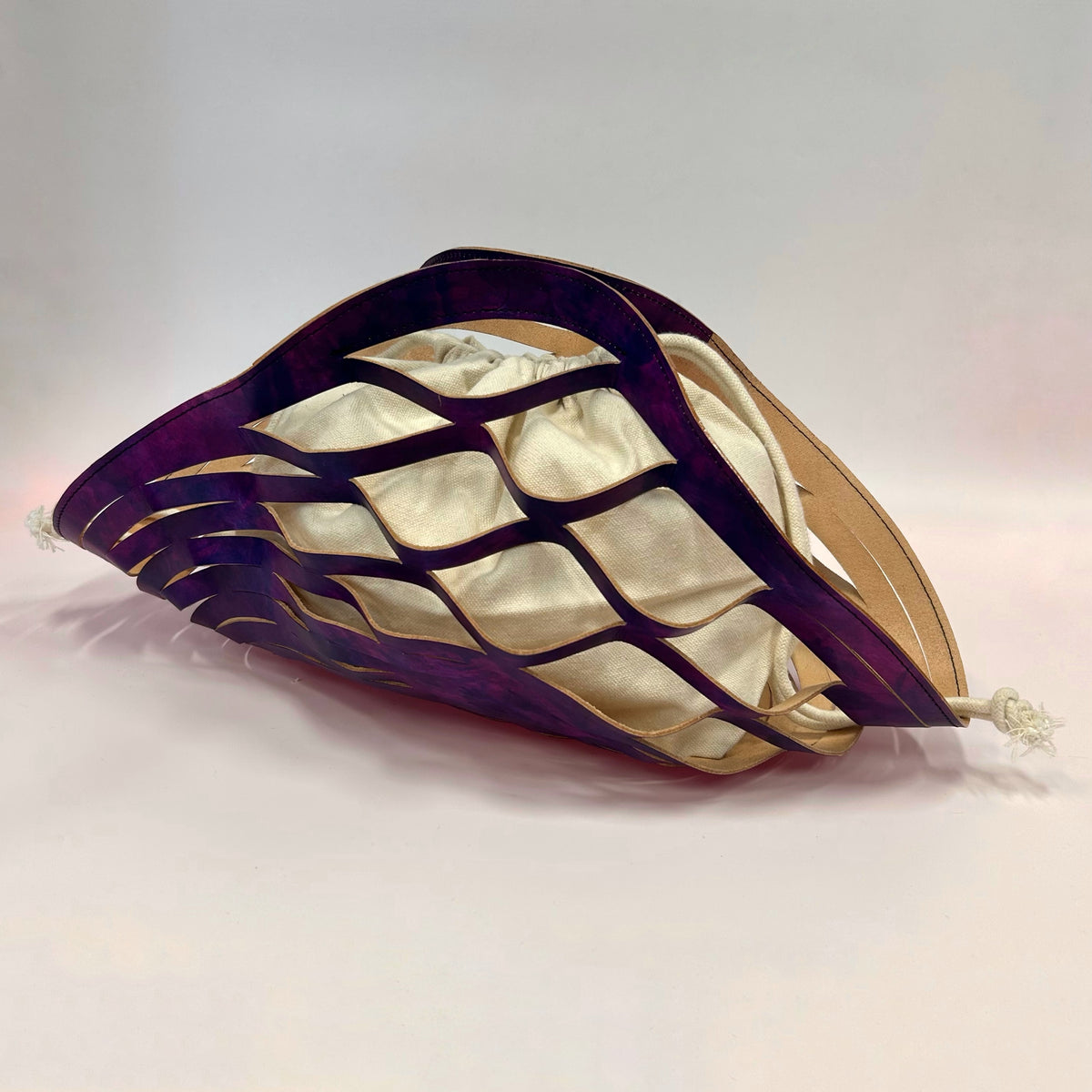 Leather Net Bag - Purple