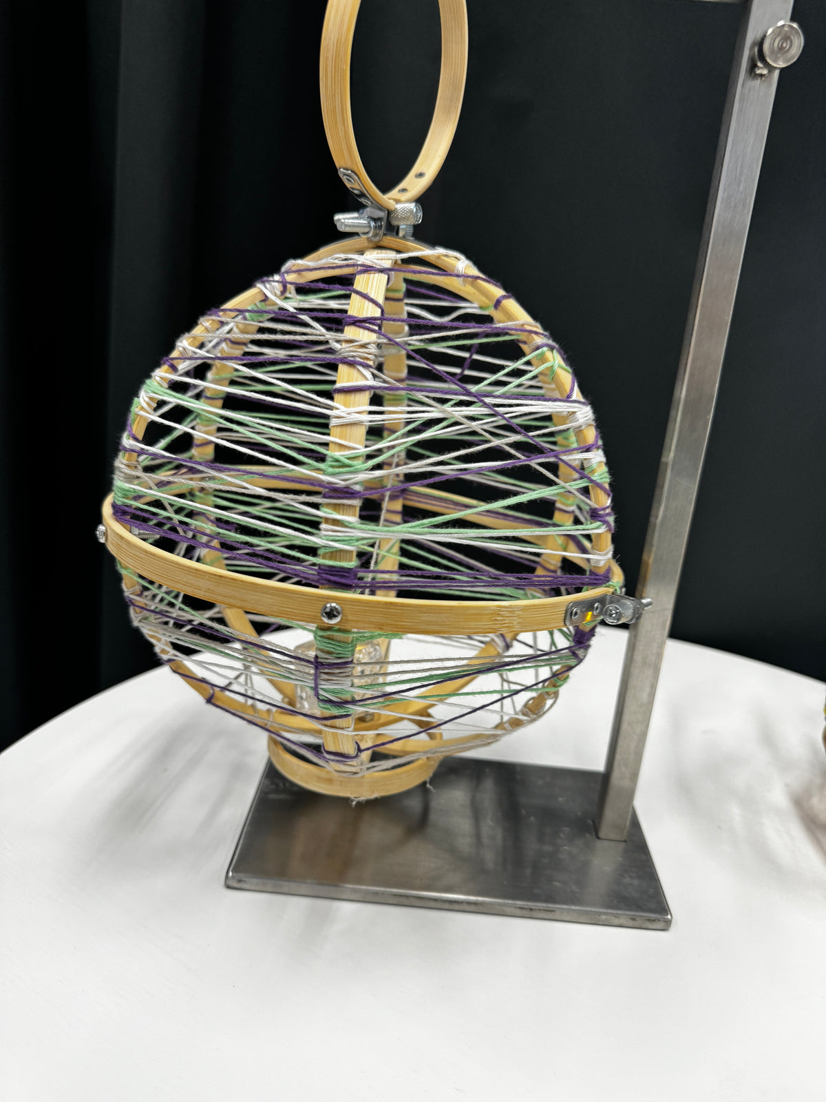 Upcycle Hoop Lamp(Green x purple Thread)